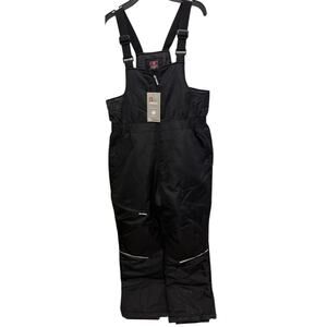 NEW SwissTech XL 14/16 Black Zip Front Snow Bibs Ski Snowboard Pant boy girl kid